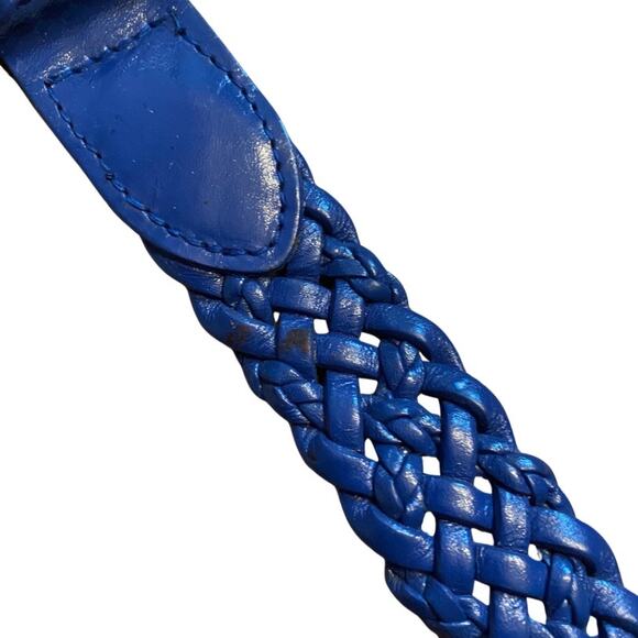 Royal Blue Vintage Talbots Woven Leather Belt with Solid Brass Buckle (XS/S) - Picture 5 of 12